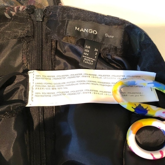 Mango Skirt Pencil Sheer Layered Multicolored Floral Feminine Fairy (2) - Picture 5 of 7